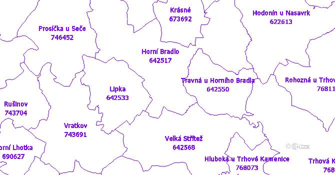 Katastrální mapa Horní Bradlo