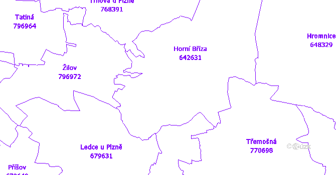 Katastrální mapa Horní Bříza
