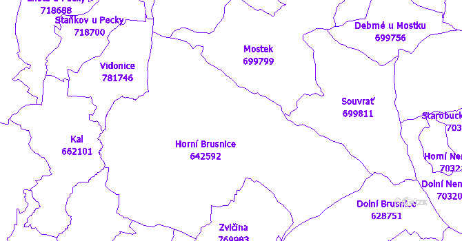 Katastrální mapa Horní Brusnice