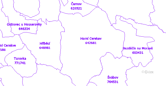Katastrální mapa Horní Cerekev