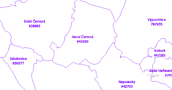 Katastrální mapa Horní Čermná