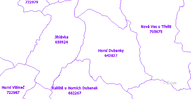 Katastrální mapa Horní Dubenky