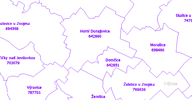 Katastrální mapa Horní Dunajovice