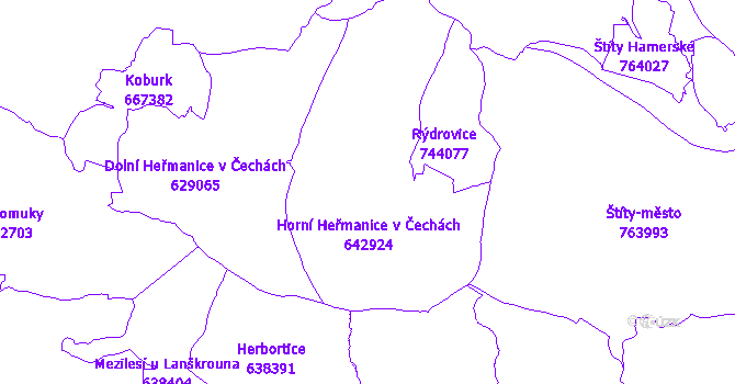 Katastrální mapa Horní Heřmanice