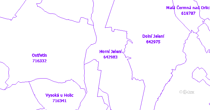 Katastrální mapa Horní Jelení