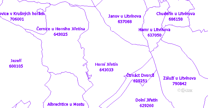 Katastrální mapa Horní Jiřetín