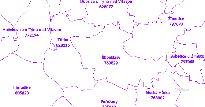 Katastrální mapa Horní Kněžeklady