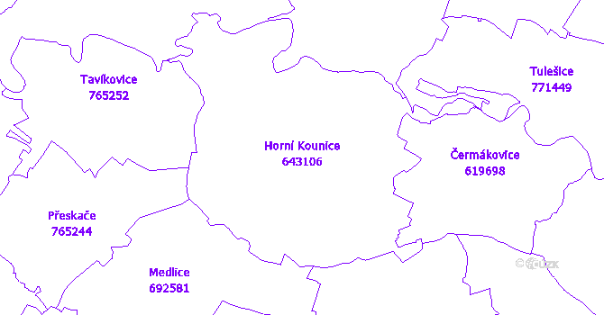 Katastrální mapa Horní Kounice