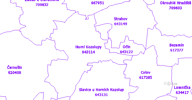 Katastrální mapa Horní Kozolupy