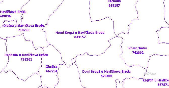 Katastrální mapa Horní Krupá