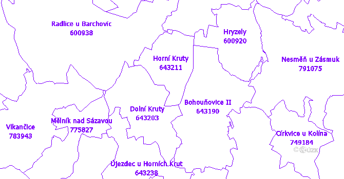Katastrální mapa Horní Kruty