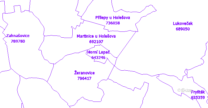 Katastrální mapa Horní Lapač