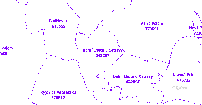 Katastrální mapa Horní Lhota