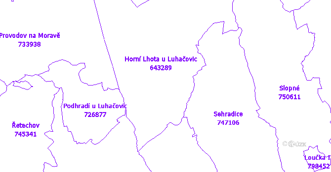 Katastrální mapa Horní Lhota