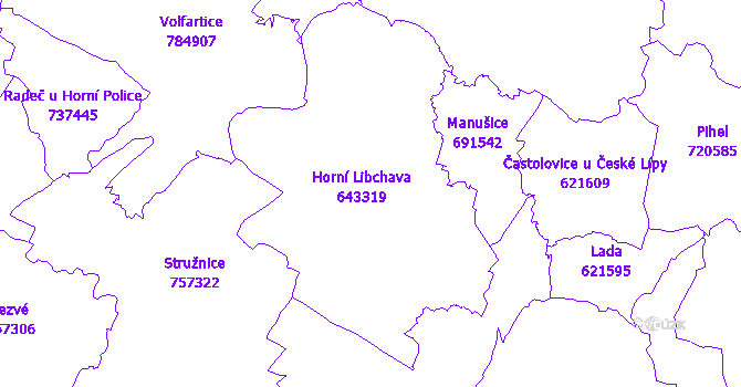 Katastrální mapa Horní Libchava