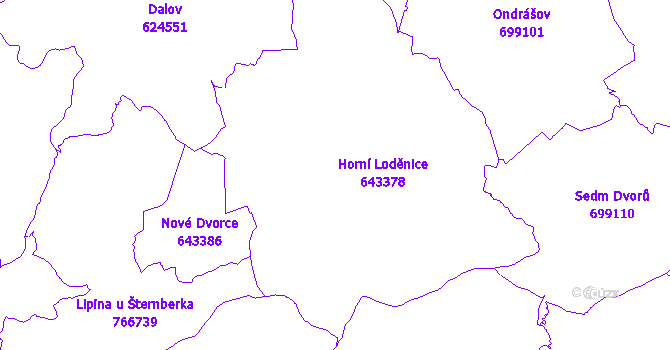 Katastrální mapa Horní Loděnice