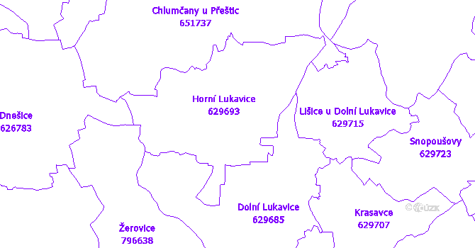 Katastrální mapa Horní Lukavice