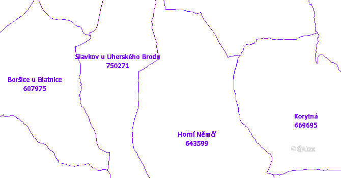 Katastrální mapa Horní Němčí