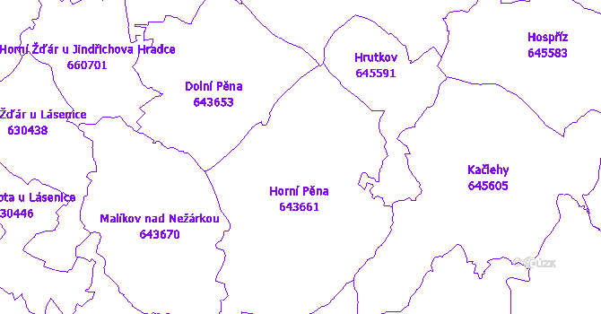 Katastrální mapa Horní Pěna