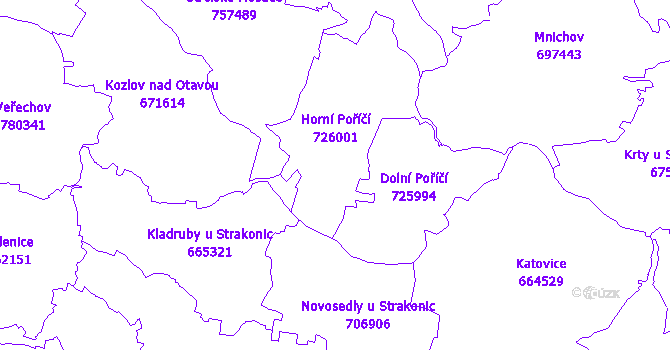 Katastrální mapa Horní Poříčí