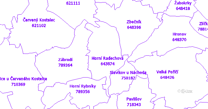 Katastrální mapa Horní Radechová