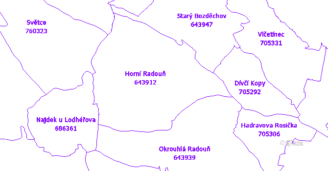 Katastrální mapa Horní Radouň