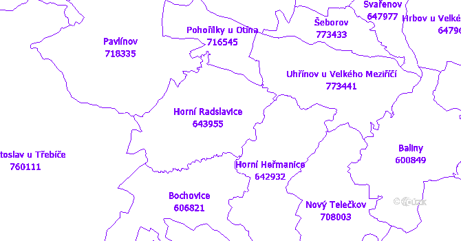 Katastrální mapa Horní Radslavice