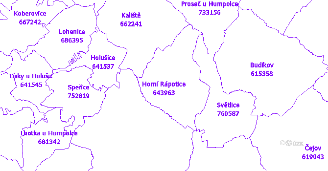 Katastrální mapa Horní Rápotice