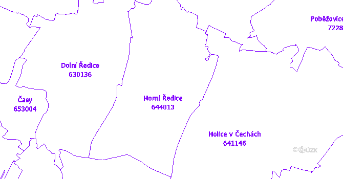 Katastrální mapa Horní Ředice