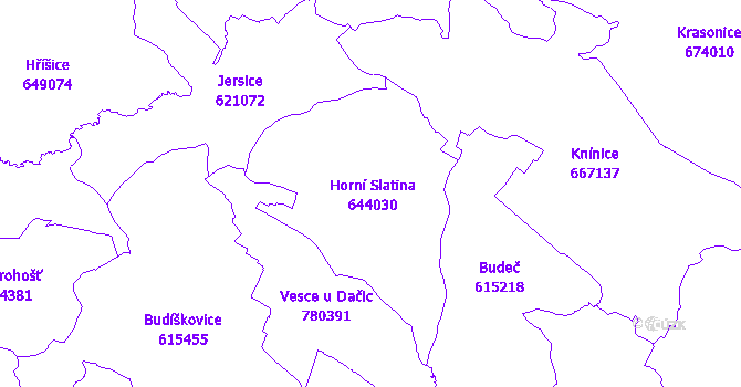 Katastrální mapa Horní Slatina