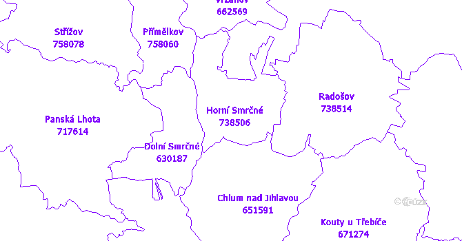 Katastrální mapa Horní Smrčné