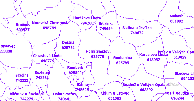 Katastrální mapa Horní Smržov