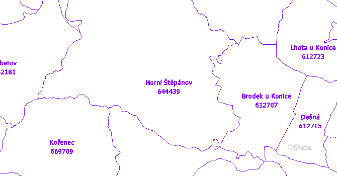 Katastrální mapa Horní Štěpánov