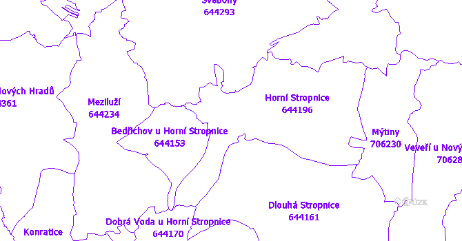 Katastrální mapa Horní Stropnice