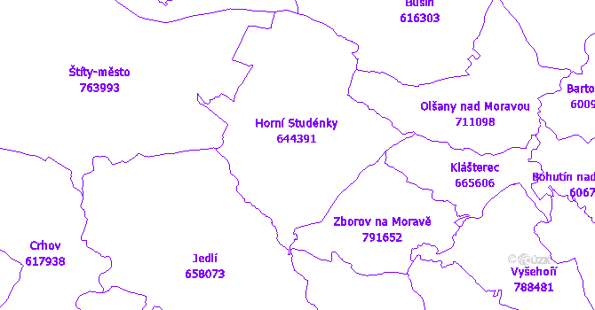 Katastrální mapa Horní Studénky