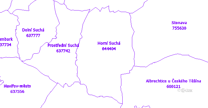 Katastrální mapa Horní Suchá