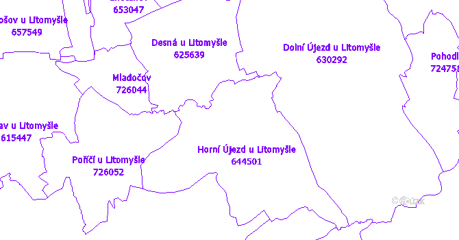 Katastrální mapa Horní Újezd