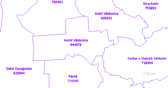 Katastrální mapa Horní Věstonice