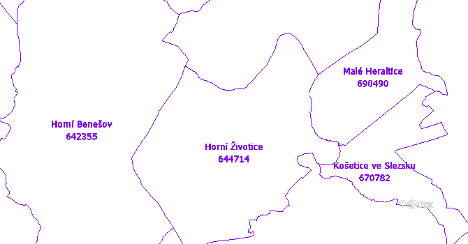 Katastrální mapa Horní Životice