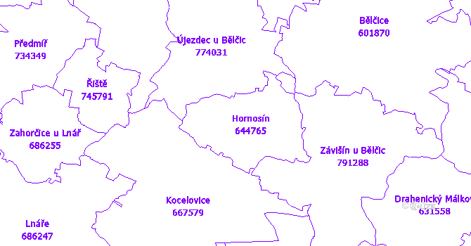 Katastrální mapa Hornosín