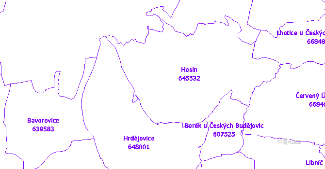 Katastrální mapa Hosín
