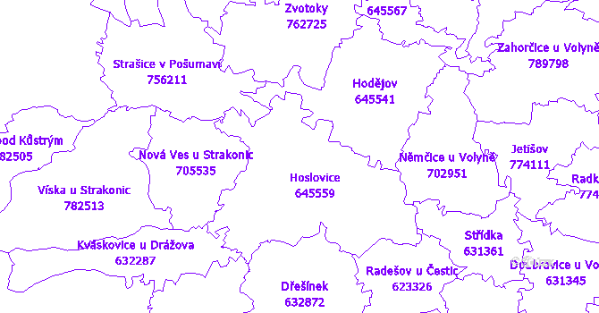 Katastrální mapa Hoslovice