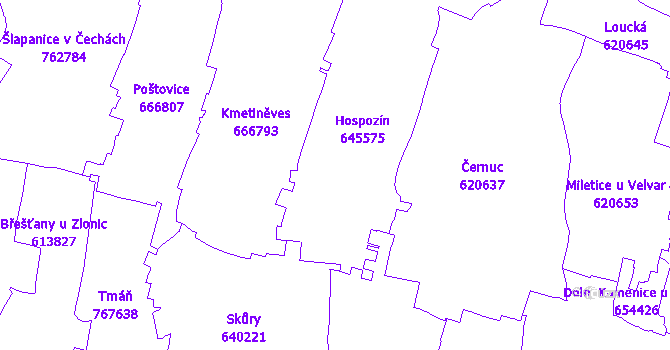 Katastrální mapa Hospozín