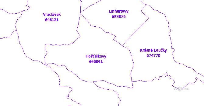 Katastrální mapa Hošťálkovy