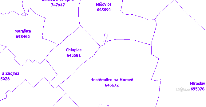 Katastrální mapa Hostěradice