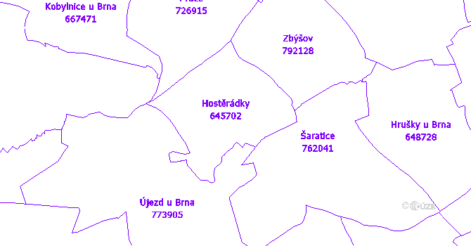 Katastrální mapa Hostěrádky-Rešov