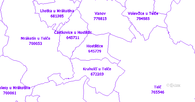 Katastrální mapa Hostětice