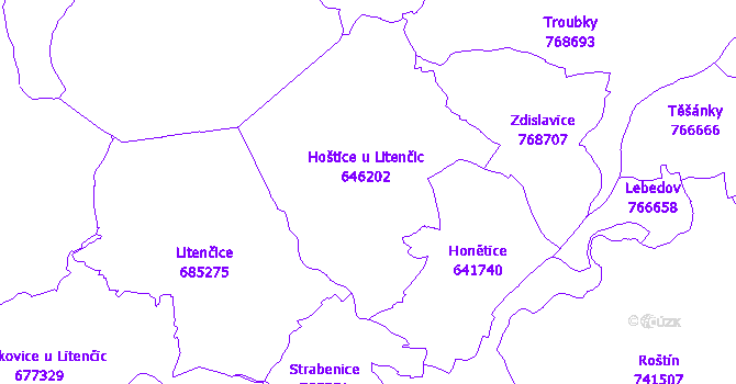 Katastrální mapa Hoštice