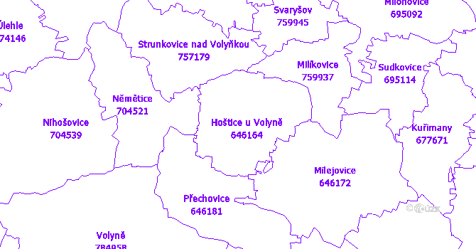 Katastrální mapa Hoštice