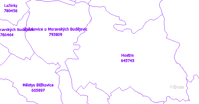 Katastrální mapa Hostim